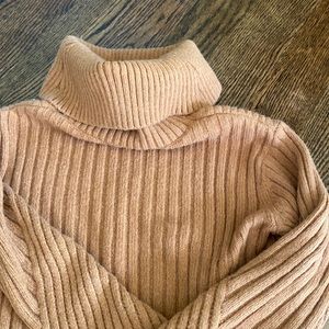 Brown alpaca turtleneck sweater